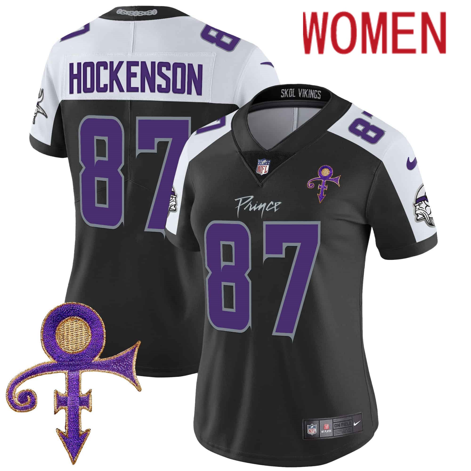 Women Minnesota Vikings #87 Hockenson Black 2024 Nike Prince Vapor Limited NFL Jersey